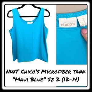 NWT Chicos Microfiber tank “Maui Blue”
(Peacock) Size 2 (equivalent 12-14)